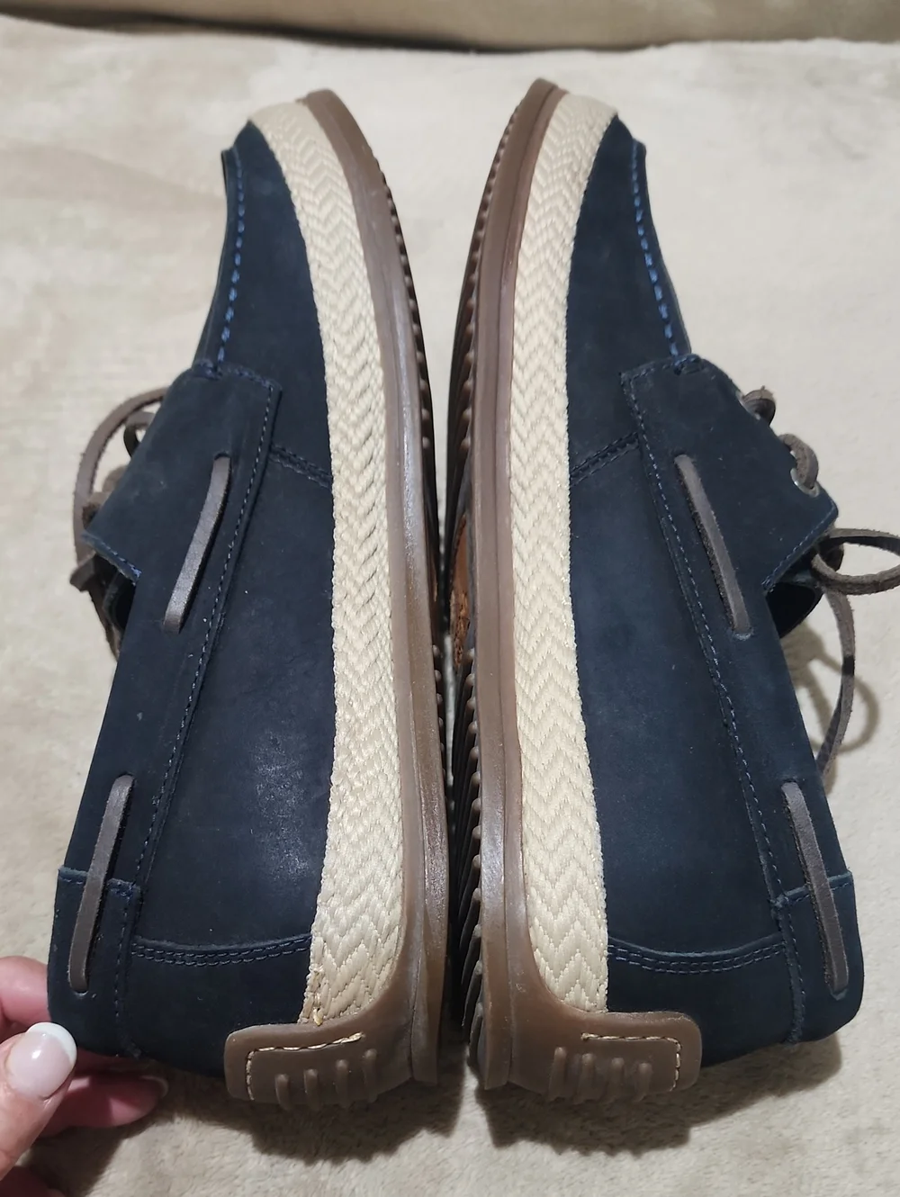 NWT.Men's Navy Casual Boat Shoes with Rope-Style Midsole
